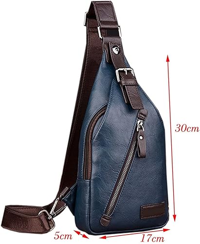 Miniatura 6 de Mochila estilo bandolera de piel para hombres y mujeres, bandolera de hombro, al pecho, mochila de uso diario para viajes, al aire libre,