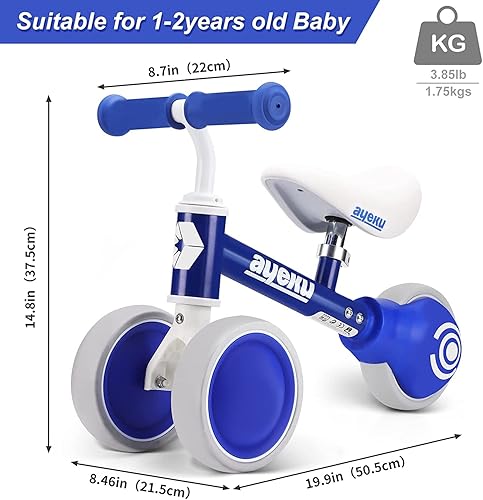 Miniatura 6 de VEEKI Bicicleta de equilibrio para bebés de 1 año, bicicleta de equilibrio para niños de 12 a 24 meses con asiento ajustable, juguete infantil sin