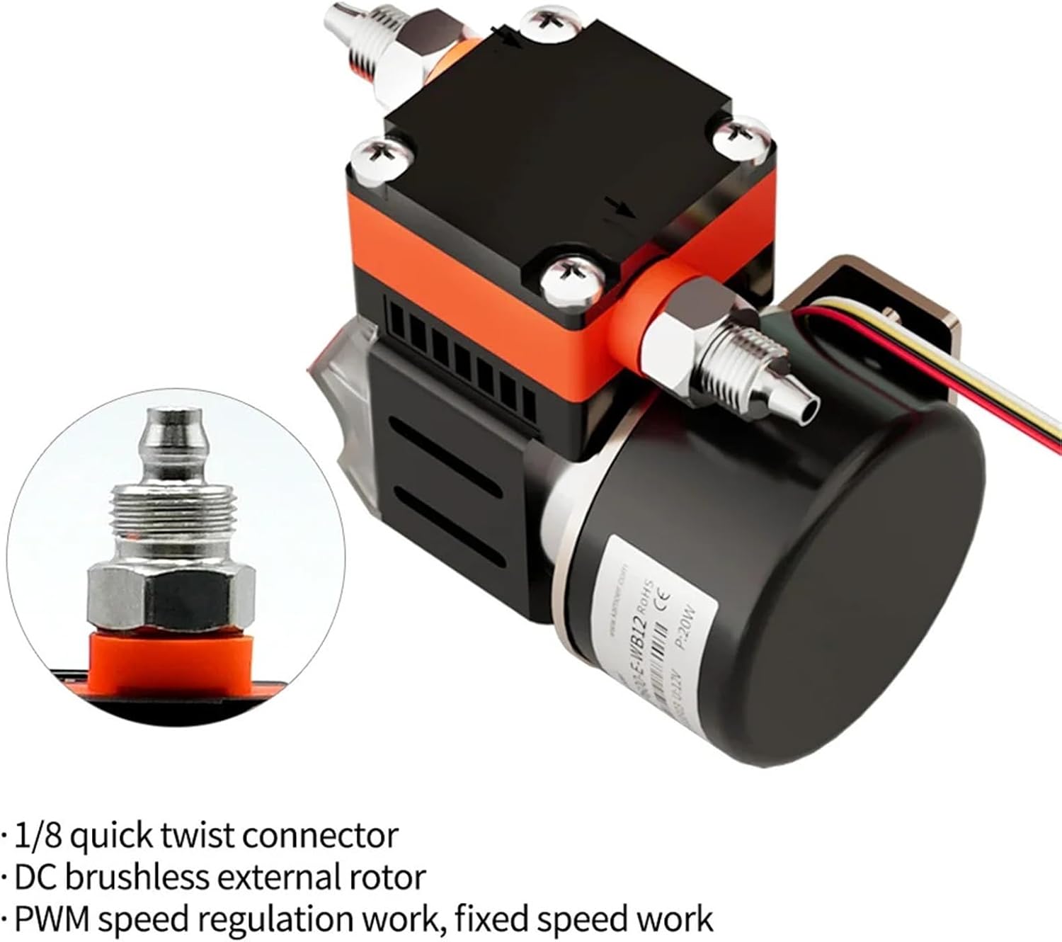800ml/min HLLP600 Diaphragm Liquid Pump 12V 24V BLDC High Liquid Pressure 0.9Mpa Long Life For Lab Analysis And Filling 1Pcs(Three-wire governor)