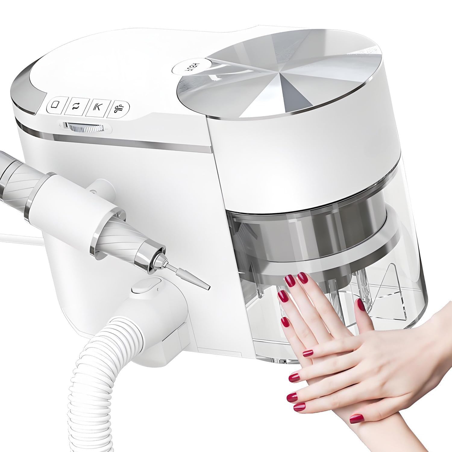 Profesjonalna frezarka do paznokci i profesjonalny odkurzacz do paznokci, zestaw 2 w 1, moc 200 W, wymienne głowice, ergonomiczna konstrukcja ABS do manicure/pedicure