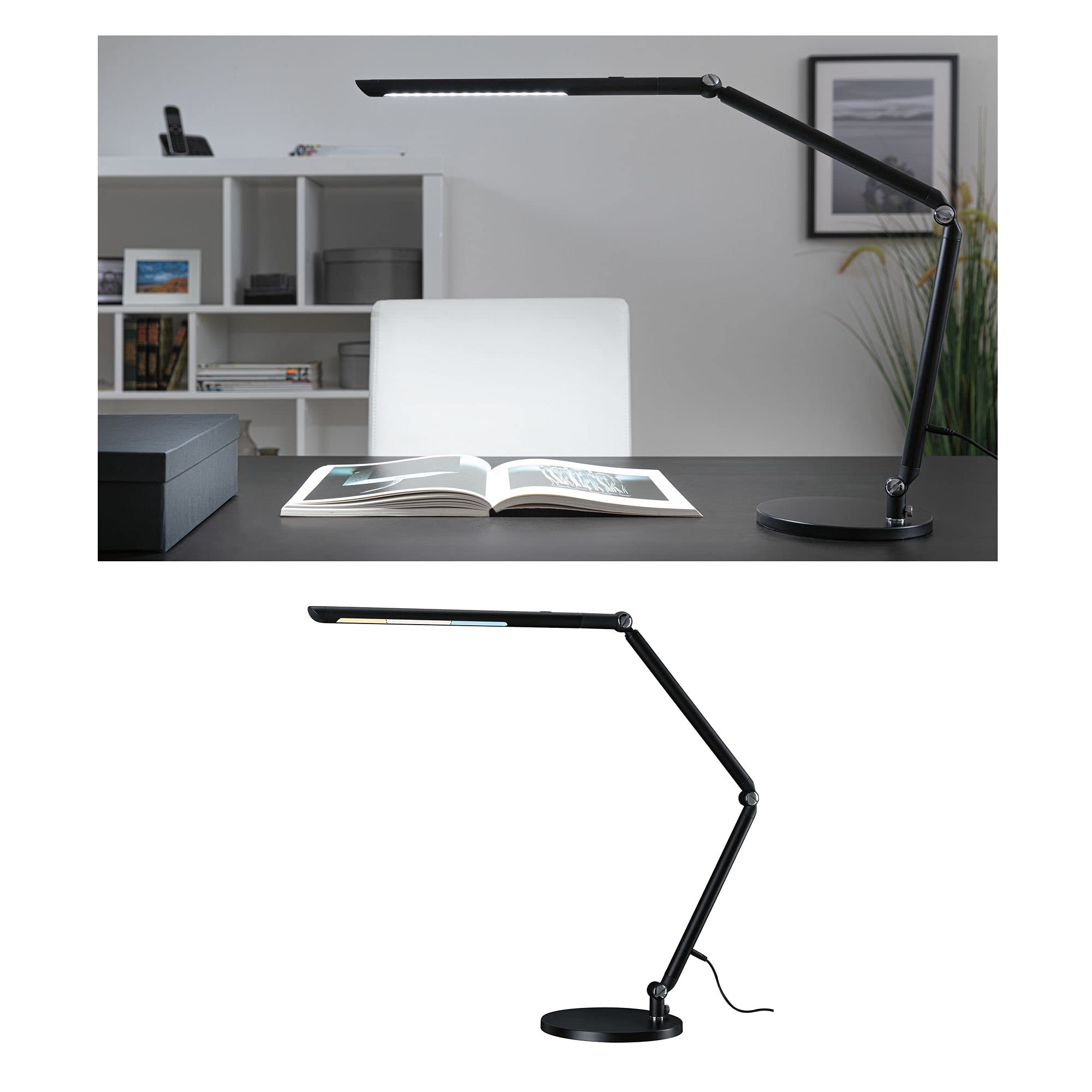 Paulmann 78912 scrivania a LED FlexBar Switch Tunable White incl. 1 Lampada da Tavolo da 10,6 Watt, dimmerabile, Colore Nero, 3000 K