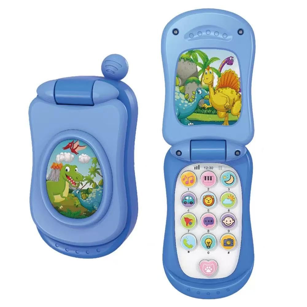 Flip Toy Phone Baby Mobile Phone for 1-3 Year Old Girls Boys Toddler Play Phone for Kids Age 2 3 4 Toy Phone Gifts for 1-6 Year Old Boys Girls Birthday Present Age 1 2 3 (BLUE)