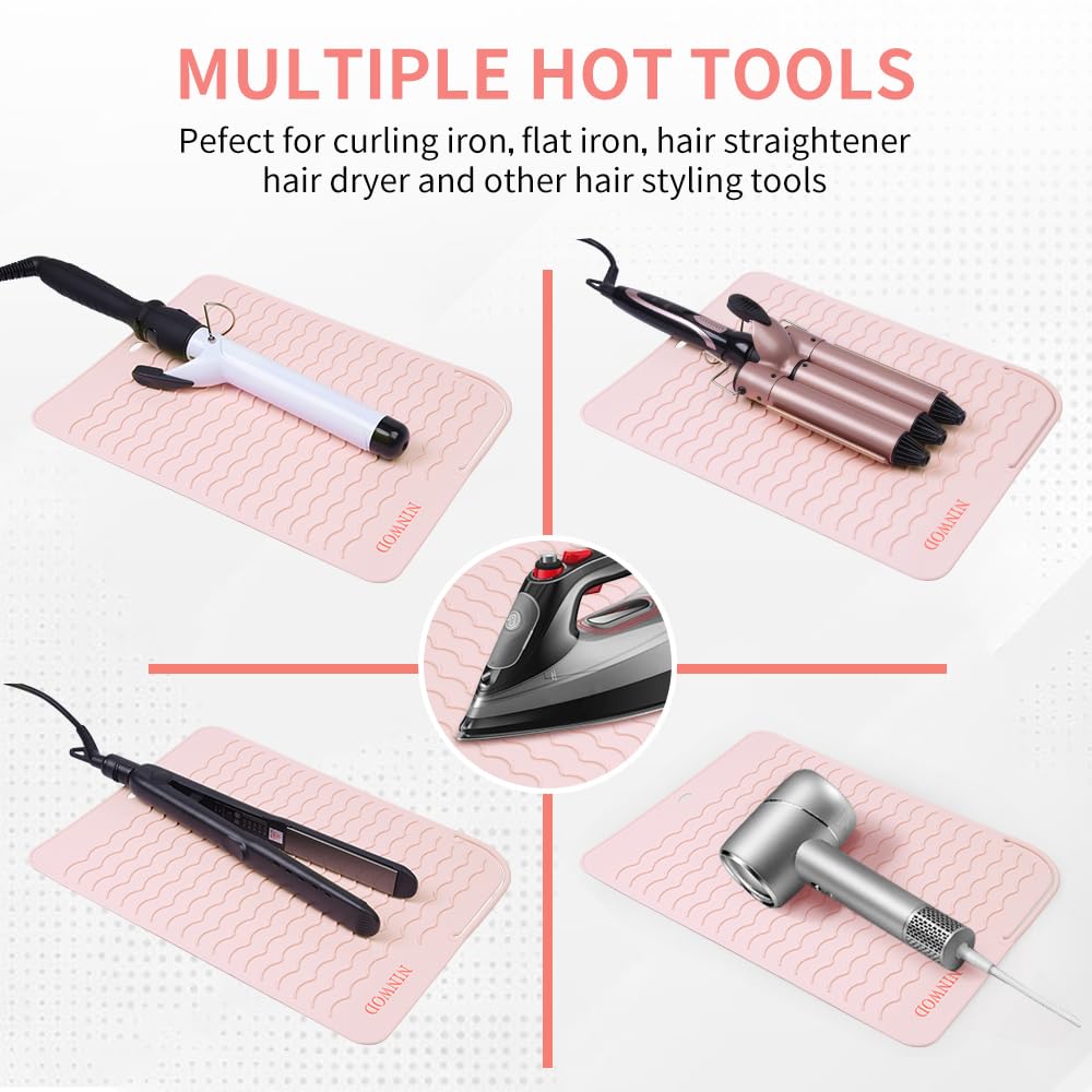 Tapete de silicona extra grande resistente al calor, 13.2 x 10.25 pulgadas, tapete de calor profesional para rizador, plancha plana y herramientas de peinado, alfombrilla de silicona para herramientas