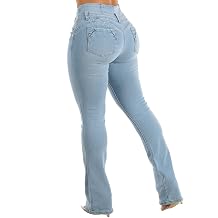 Moda Xpress Womens Butt Lifting High Waisted Bootcut Jeans - Stretchy, Comfortable Flare Jeans in Junior Size Vintage Style