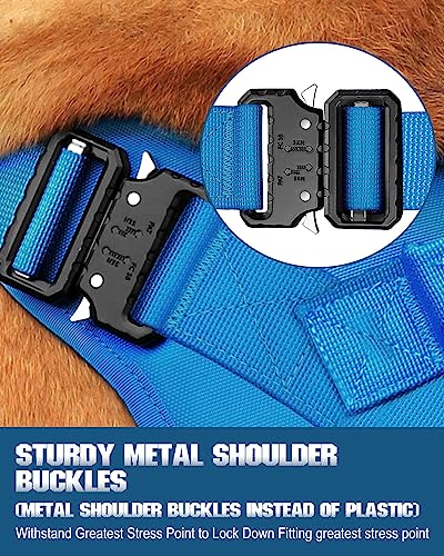 Image of PETNANNY Tactical Dog Harness - No-Pull Service Vest for Large Breeds, with Hook & Loop Patch Panel & MOLLE System | Padded Handle for Walking, Hiking & Training (Blue,XL)