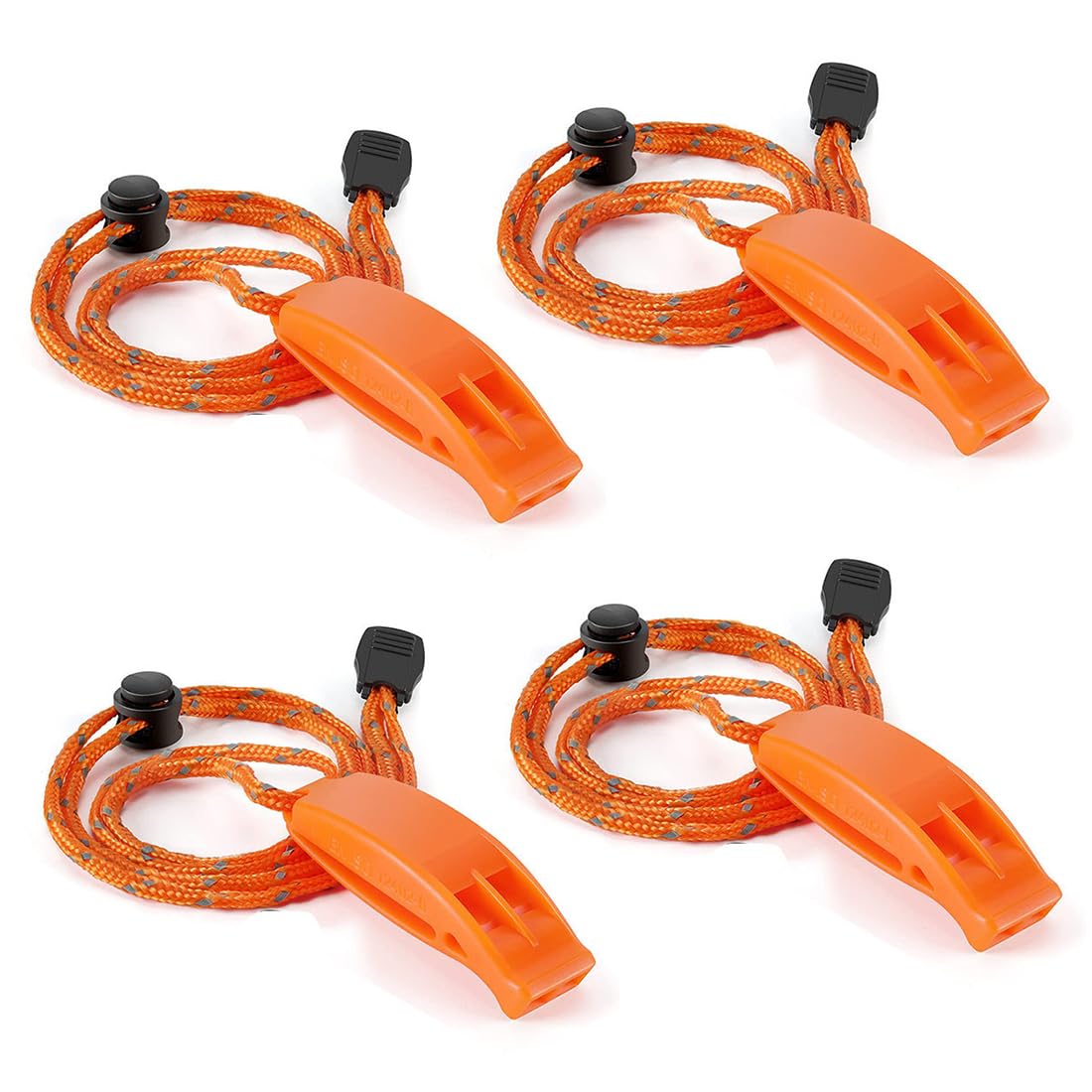 EIHI 4 Silbatos de Emergencia,Silbato Supervivencia,Silbato Socorrista,con Cordón Reflectante Ajustable para Kayak, Navegación, Natación, Supervivencia en el Agua, Senderismo
