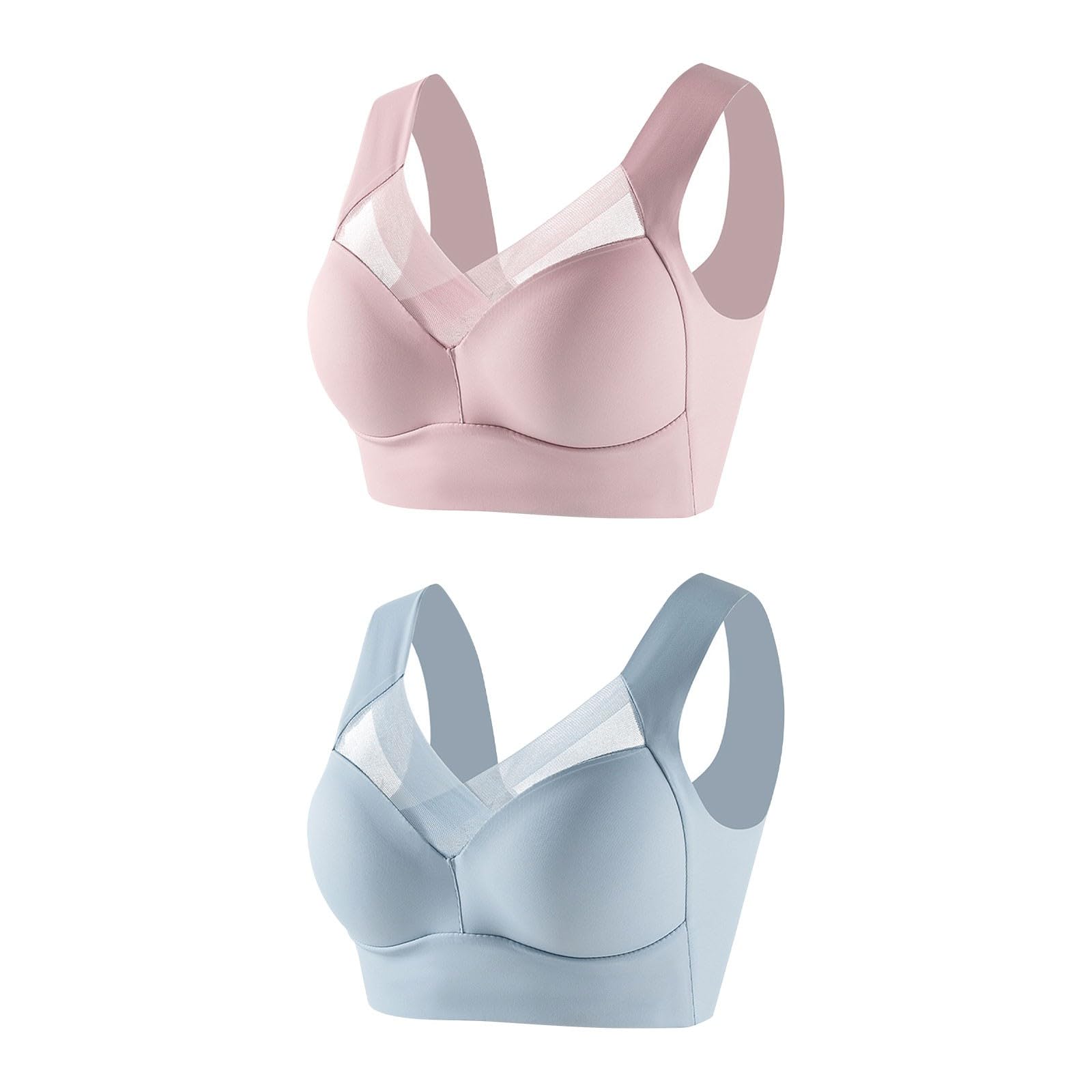 2 Pack Seamless Sexy Push Up Bras for Older Women Wireless Plus Size Bra with Support Sports Bras