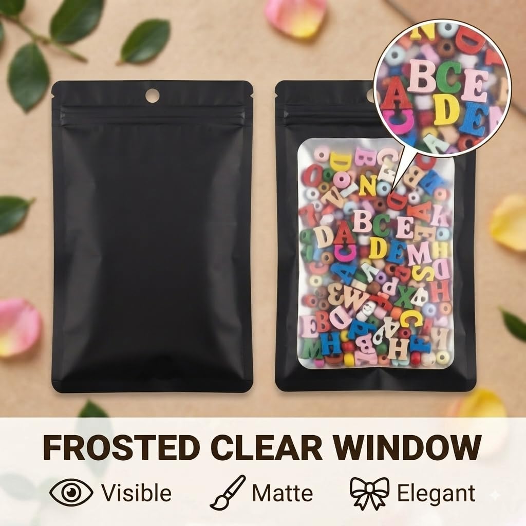 100 Pcs Black Zipper Bags for Food Storage and Small Business(2.4x3.9 inch) image 4