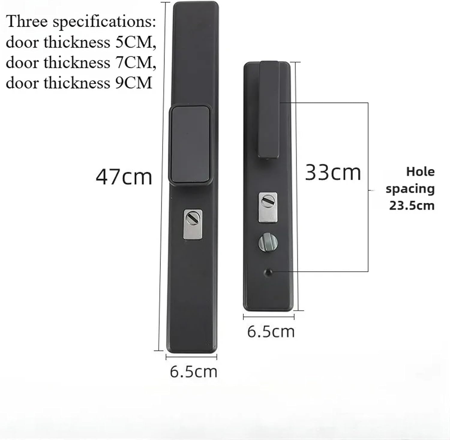 Door Handle Iron Panel Aluminum Alloy Adjustable Mechanical Lock 1Pcs(420mm Thickness 7CM)