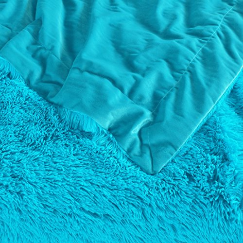 Decosy Super Soft Fluffy Shaggy Fuzzy Faux Fur Throw Blanket, Lightweight Warm Decorative Blankets For Livingroom Sofa Chair Bed Couch, Aqua Blue, 50" X 60" #TOP6