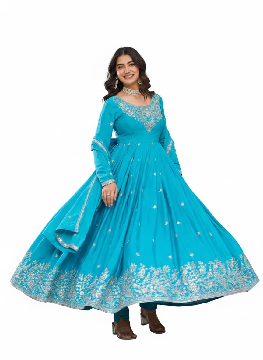 Occasional Embroidared Kurta Suit Set | Designer Anarkali kurta set American Silk Embroidery Long Kurti with Dupatta stylish sets with dupatta-image-30