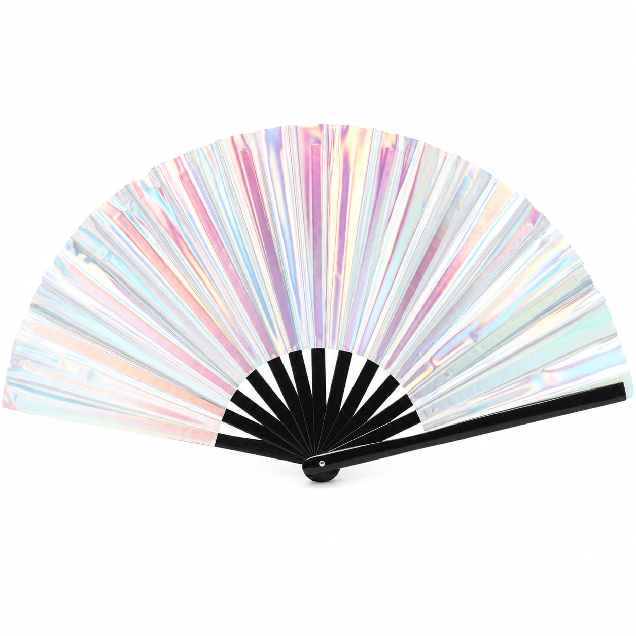 ZYCEHO Rave Fan, 13 Inch Glitter Holographic Folding Fan, Silver Fan for Festivals, EDM, Disco, Concerts, Portable Cooling Hand Fan, Harry Styles Fan Inspired Party Accessory, Home Decor