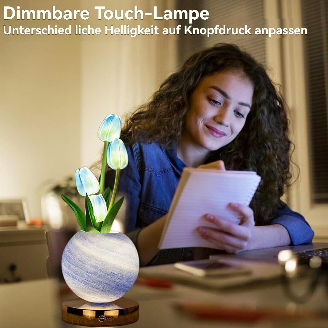 Luce Notturna Decorativa A Tulipano A Led, Luce Romantica Radiante | Base Touch Control, Design Floreale Realistico, Luce Calda E Morbida for Un Sonno Tranquillo(G)