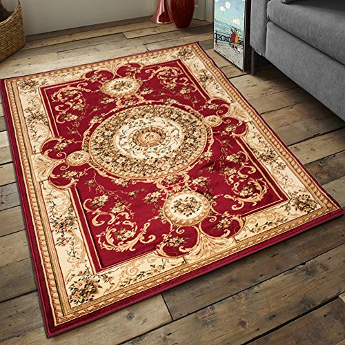 Carpeto Teppich Flur 160x220cm Rot Klassisch Traditionell Weich Mittelflor