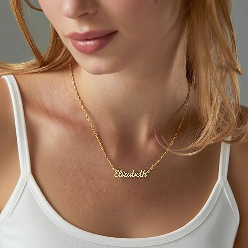 Miniatura 3 de DayOfShe Collares personalizados con nombre pequeño para bodas, regalos de dama de honor, regalos de cumpleaños para mejor amiga, chapado en oro de