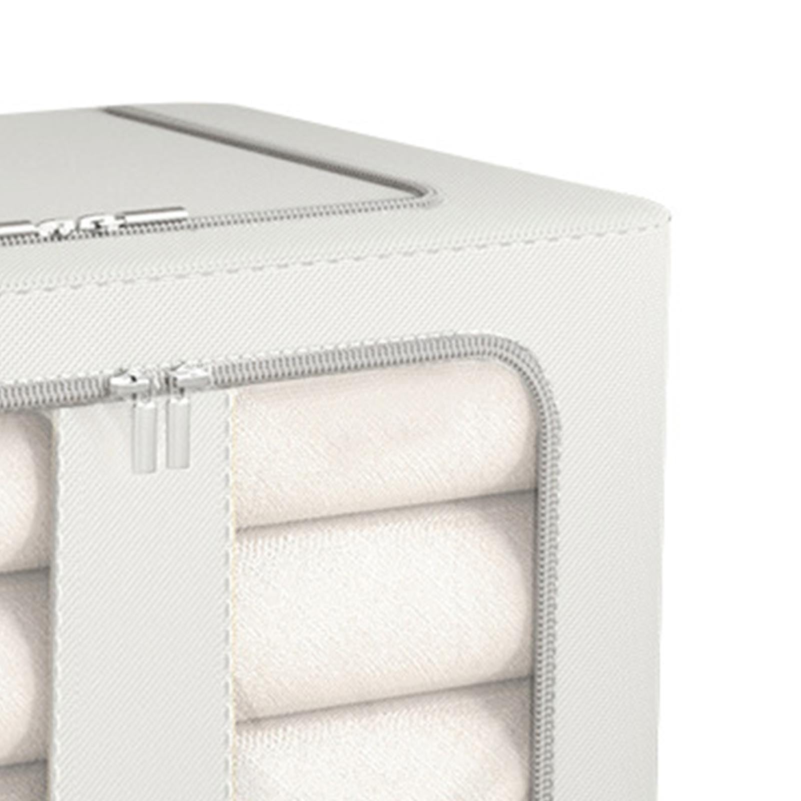 Scatola portaoggetti pieghevole impilabile in tessuto Oxford, organizer per vestiti, con finestra trasparente, maniglia per il trasporto per la casa (grigio fumo)
