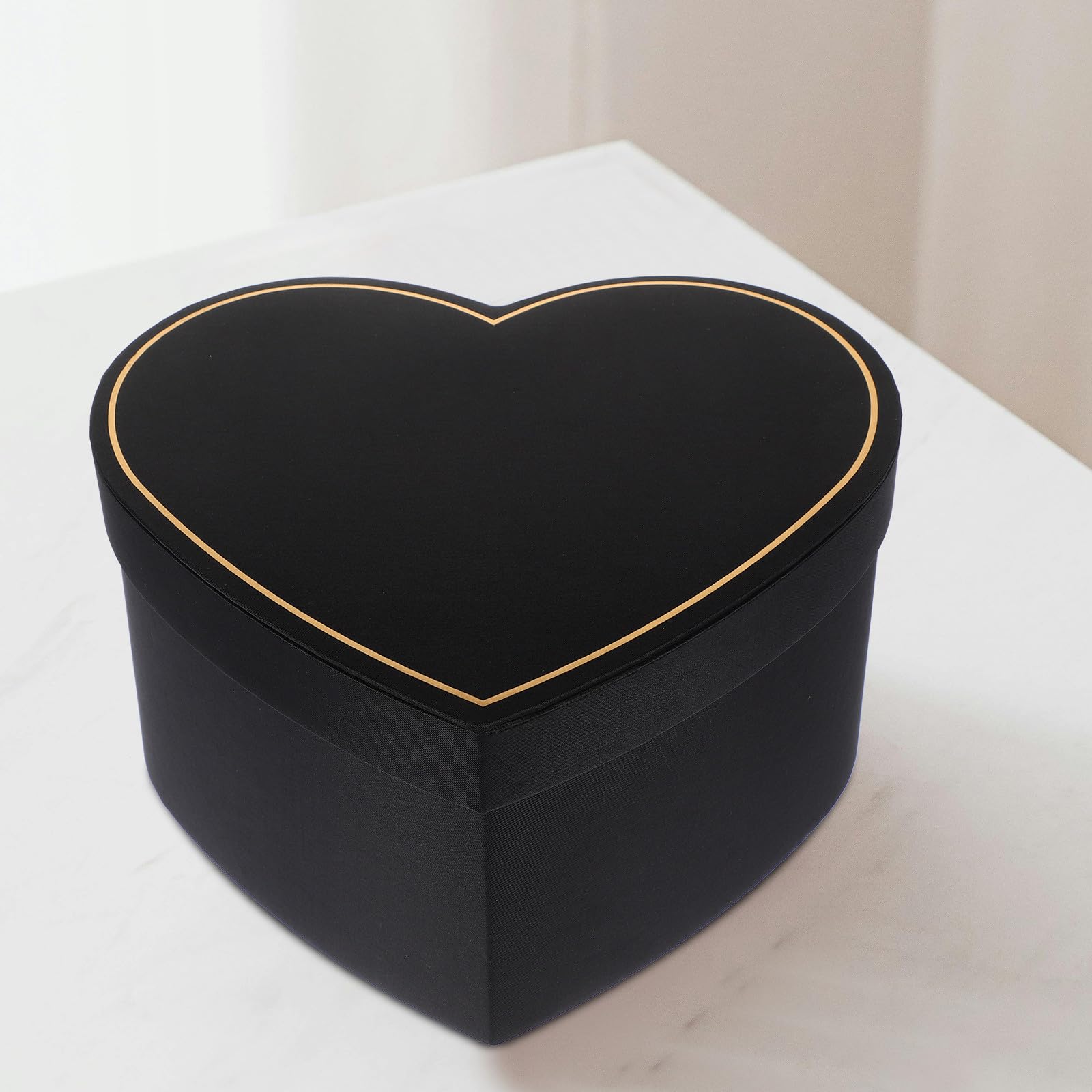 COMPUKAS Geschenkbox Dekorative Herzform Herzförmige mit Deckel aus Stoff in Schwarz Aufbewahrungsbox Geschenkverpackung für und Restaurant