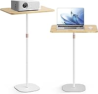 Vista 8 de Soporte de suelo portátil para laptop, mesa de mesa/sofá con altura ajustable de 18 a 47 pulgadas, elegante estación de trabajo móvil para oficina