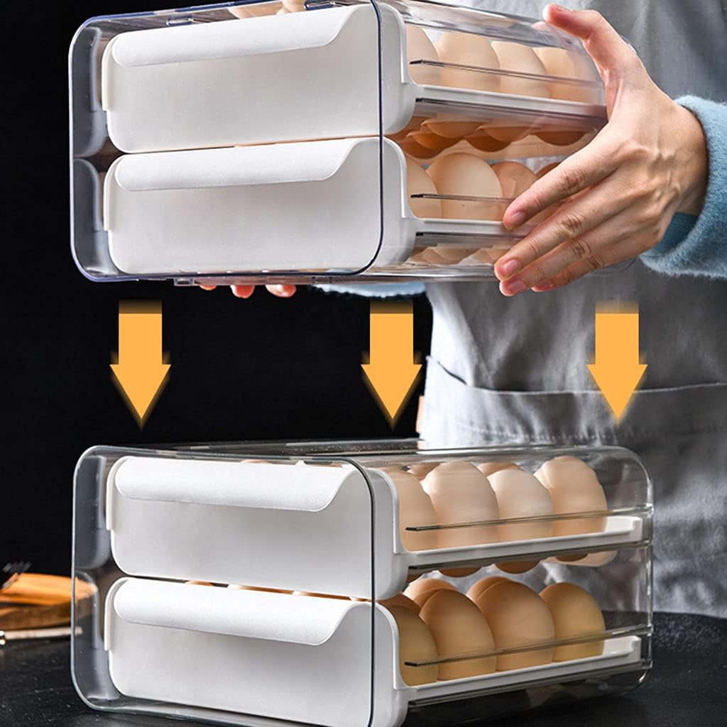 Holders For Refrigerator Tray Storage Box Dispenser Stackable Cartons Holder Countertop Double-layers