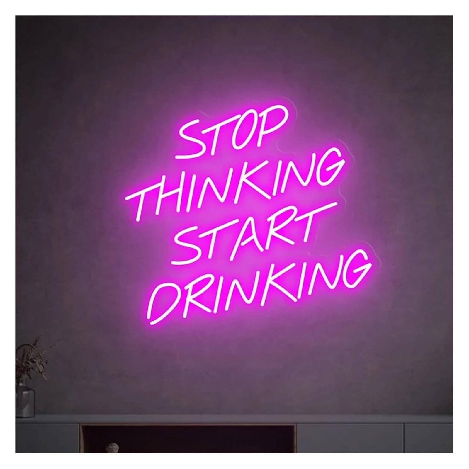 Zynther Neon lamp Stop Thinking Start Drinking for neon Sign LED for Beer Bar Club Game Room Party Restaurant Wall Decor 38cm×33cm(F)