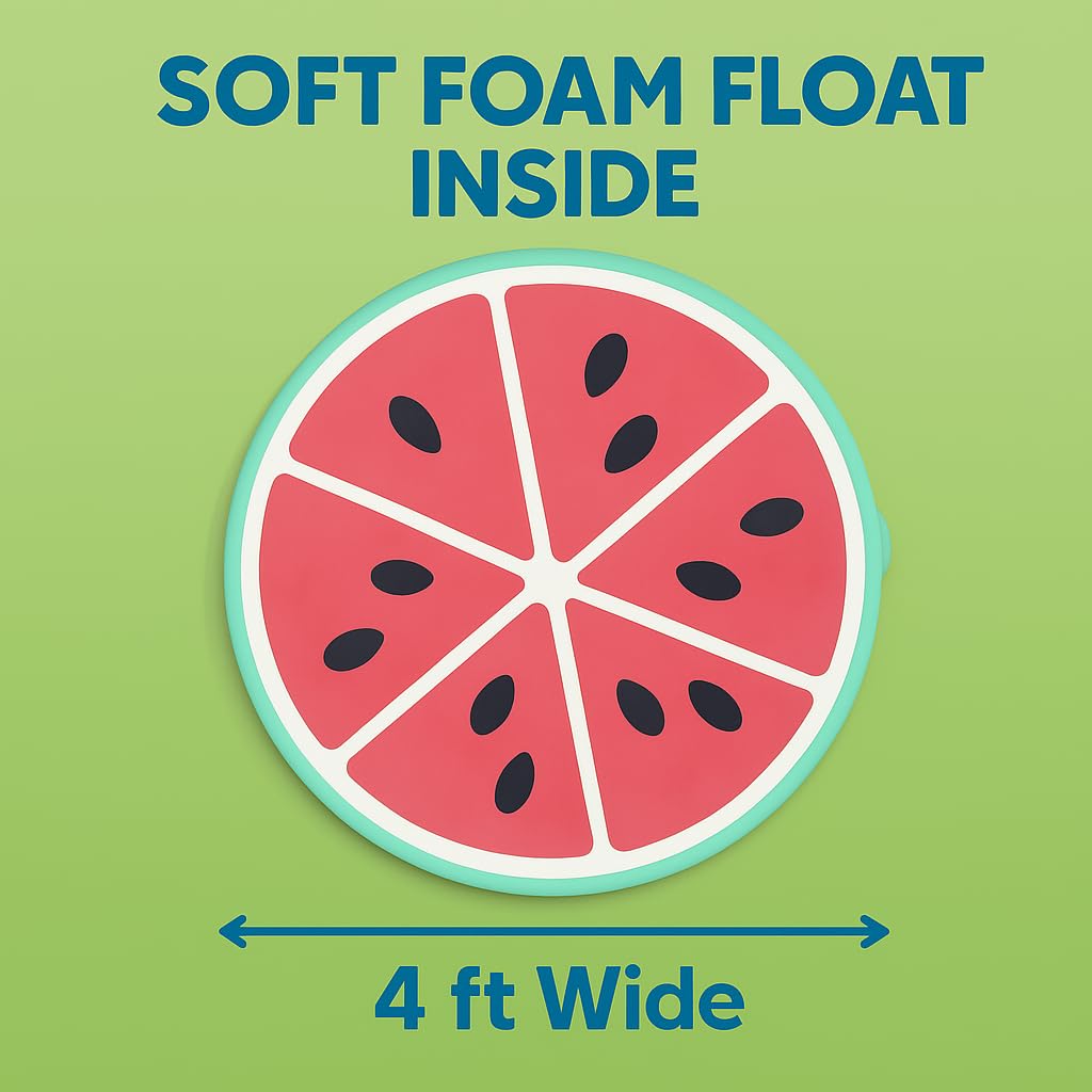Comfy Floats Sun Disc Watermelon Pool Lounger - 2025 Upgrade - Self-Inflating Expanding Memory Foam Pool Float