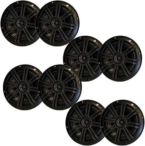 KICKER Paquete de altavoces coaxiales marinos de repuesto OEM negro de 6.5 "4 ohmios - 8 altavoces