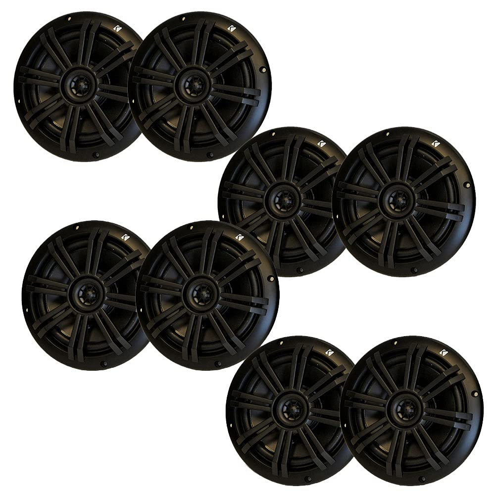 KICKER 41BKM604B-1 8-Speaker 6.5 in Black Marine Bundle