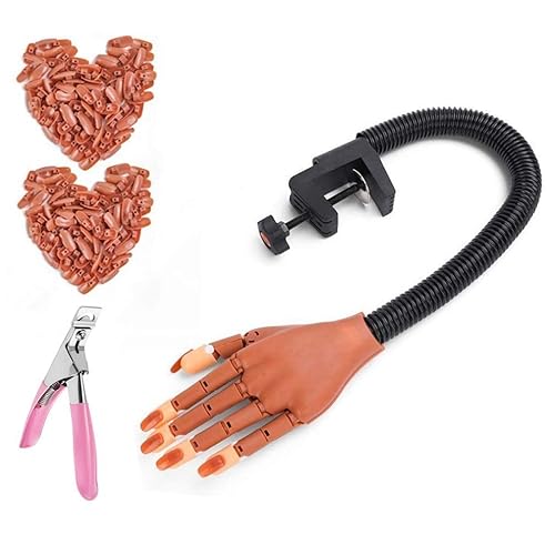 Práctica de entrenamiento de uñas con 200 uñas Suministros de manicura para exhibición de uñas Manos falsas móviles flexibles para manicura de