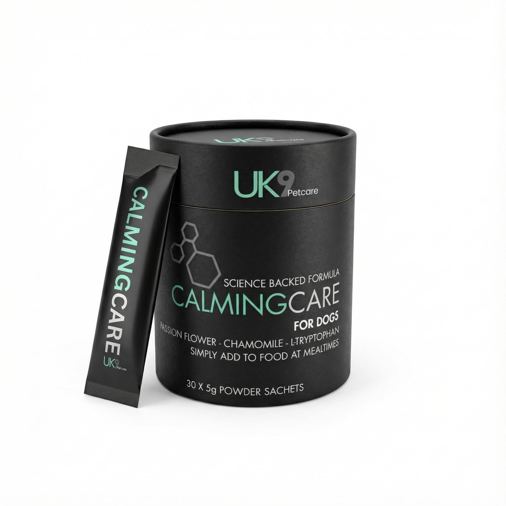 UK9 PetCare CalmingCare Natural Dog Supplement with Passion Flower, Chamomile and L-Tryptophan, 30 Daily Sachets for Anxiety Relief and Stress Management