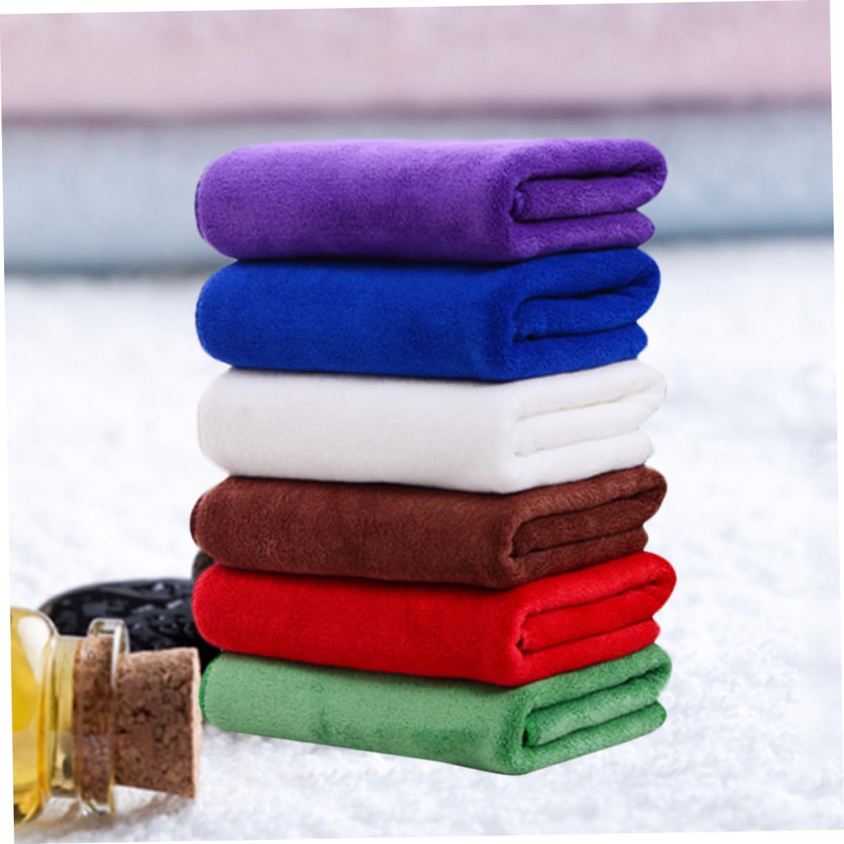 FRCOLOR 5 Pack Microfiber Dry Hair Towel Soft Absorbent Sports Towel for Gym Yoga Fitness