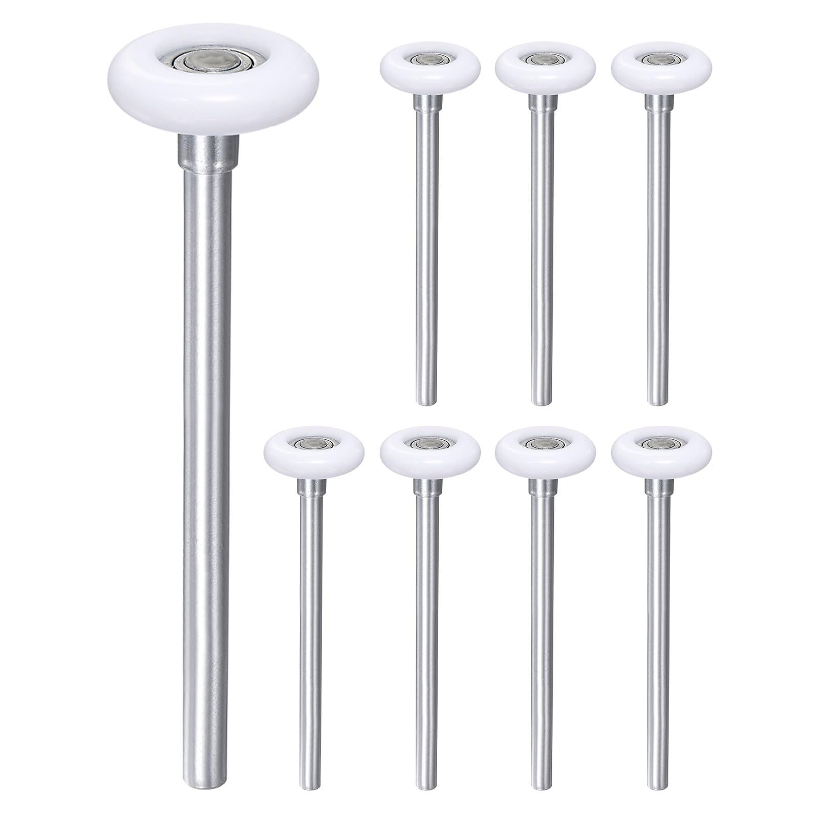 QUARKZMAN 8pcs Rouleaux De Porte De Garage En Nylon Blanc 1.8" Pour Piste De Garage 2", Tiges Longues 7", Roues Silencieuses Pour Porte De Garage, 11 Roulements À Billes, Blanc
