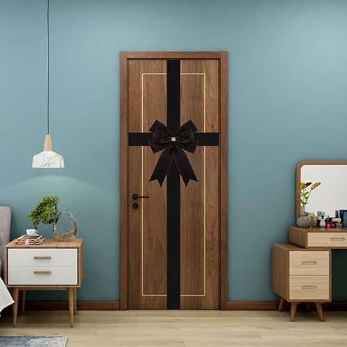 Miniatura 6 de Meseey 1 lazo grande de terciopelo verde navideño para puerta de gabinete, lazos para puerta de puerta, corona de Navidad, arco de Navidad,