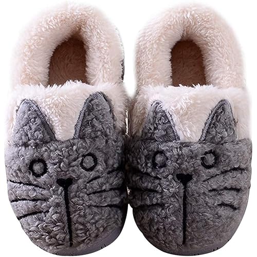 GaraTia Women/Kids Family Cute Cat Warm House Slippers Booties