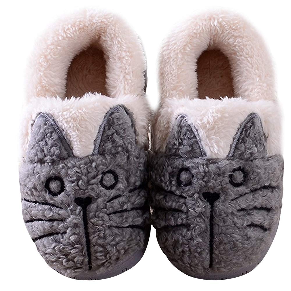 GaraTia Women Kids Family Cute Cat Warm House Slippers Booties