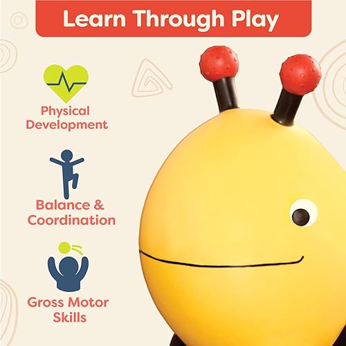 Miniatura 4 de B. toys - Bouncy Boing! - Bizzi- Bouncer- Inflable Bee Bouncer- Ride On- Bomba de aire incluida - Sit & Bounce - 18 meses +