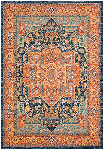 Tapete SAFAVIEH Evoke 4 x 6 pies Azul/Naranja miniatura 3