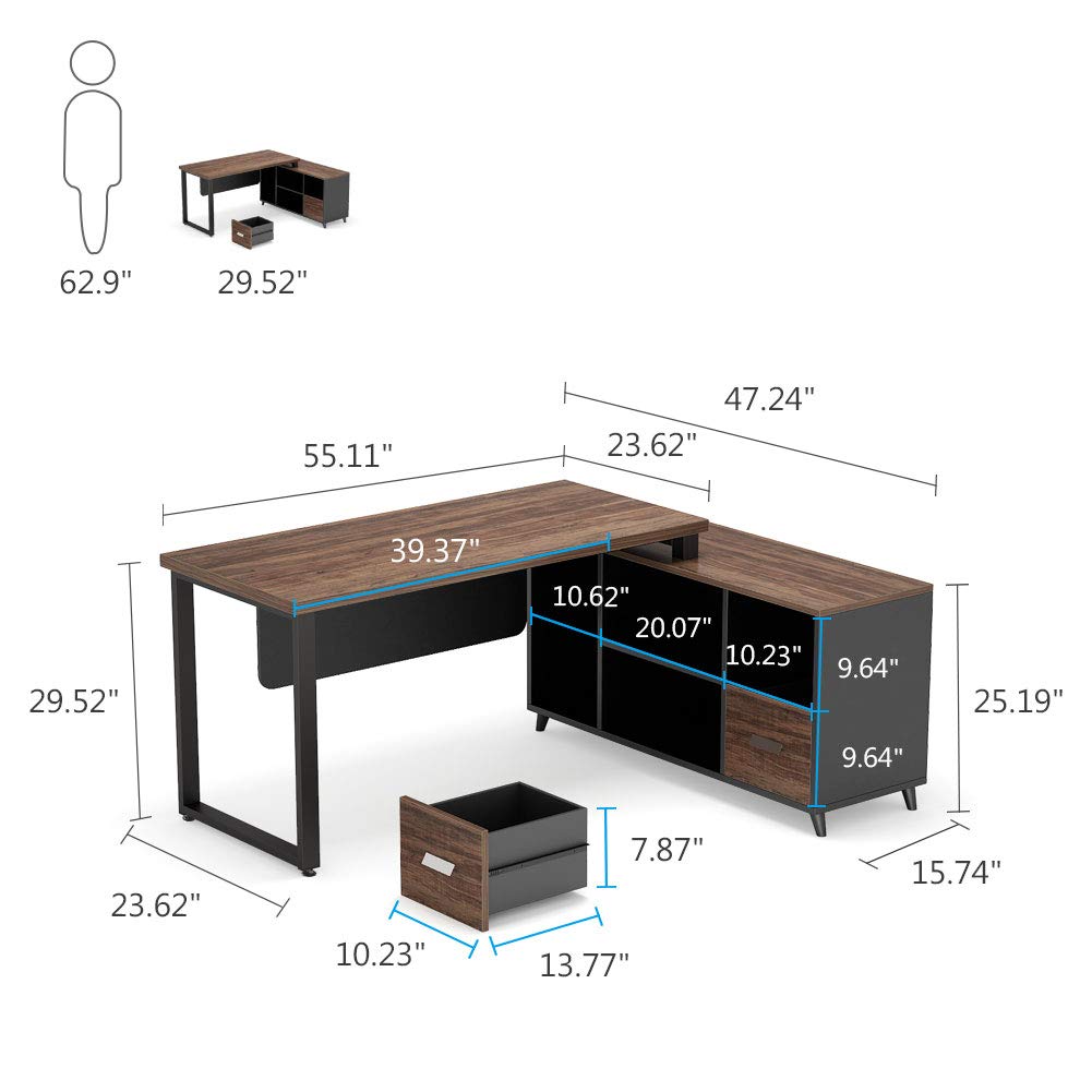 Tribesigns LShaped Computer Desk, 55 Inch Large Executive Office Desk
