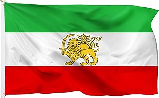 Wanziee 3ft x 5ft Old Iran Flag Large – Vivid Colour and Fade Resistant – Lion-Sun Iran National Flags for Football World cup 2022, Polyester Iranian Flag for Rallies, Iran Protests| Iranian gifts
