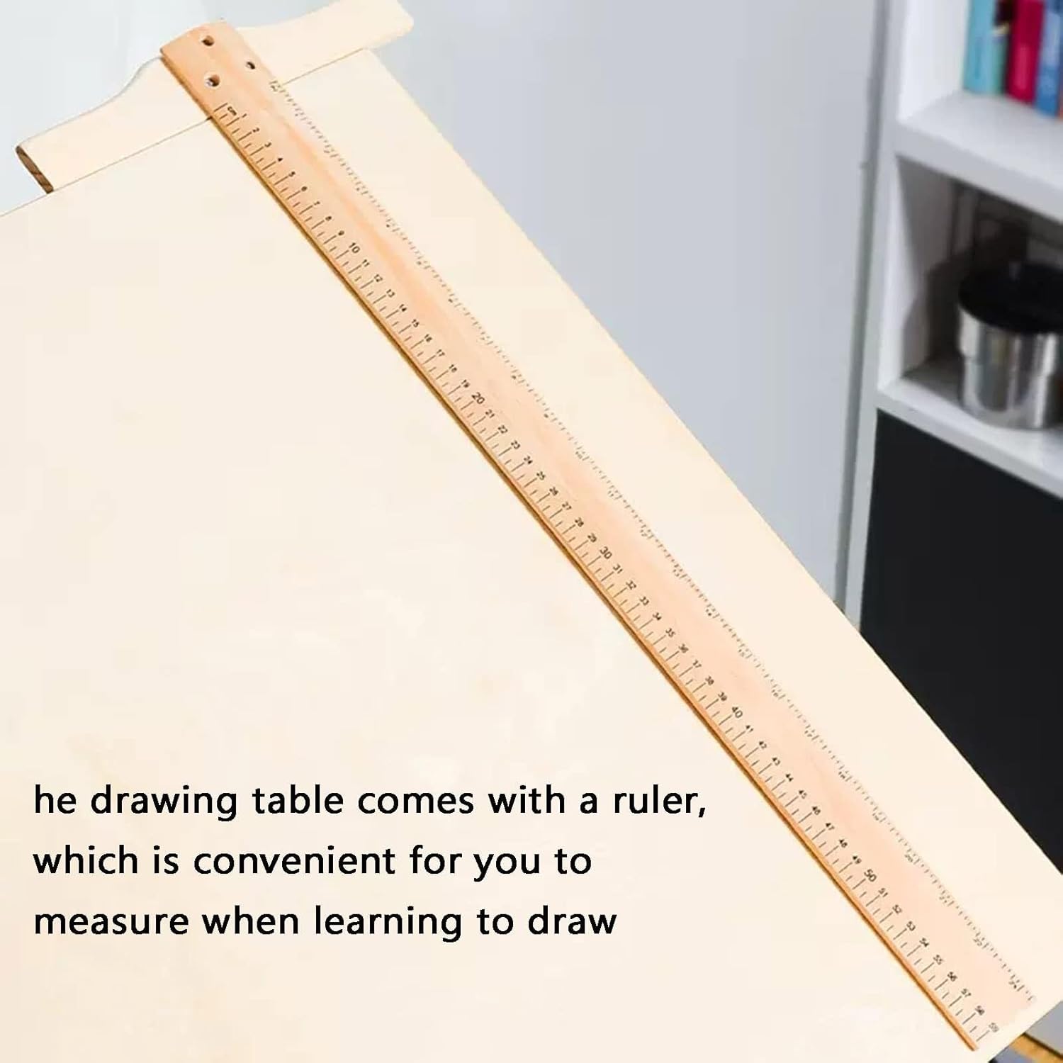 Drafting Table,Wood Drafting Table, 35.4 X 23.6 Inch Extra Large Painting Table, Adjustable Desktop Angle and Height, with Measuring Ruler, for Artwork, Graphic