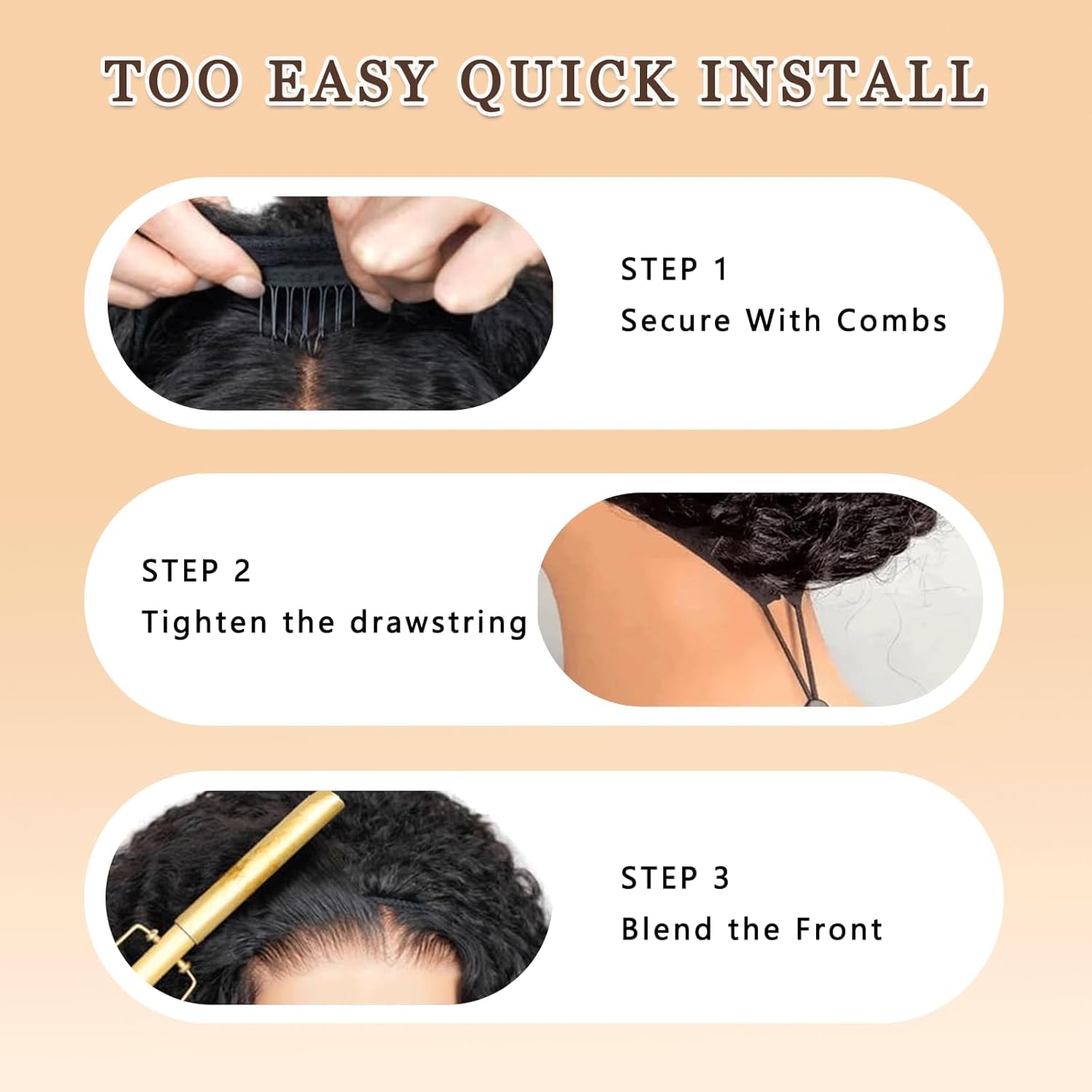 Kinky Straight Half Wig Human Hair 3 In 1 Seamless Flip Over Half Wigs for Black Women Ready to Go Headband Wig 180% Density Drawstring Kinky Curly Glueless Natural Black 20 Inch - Image 6