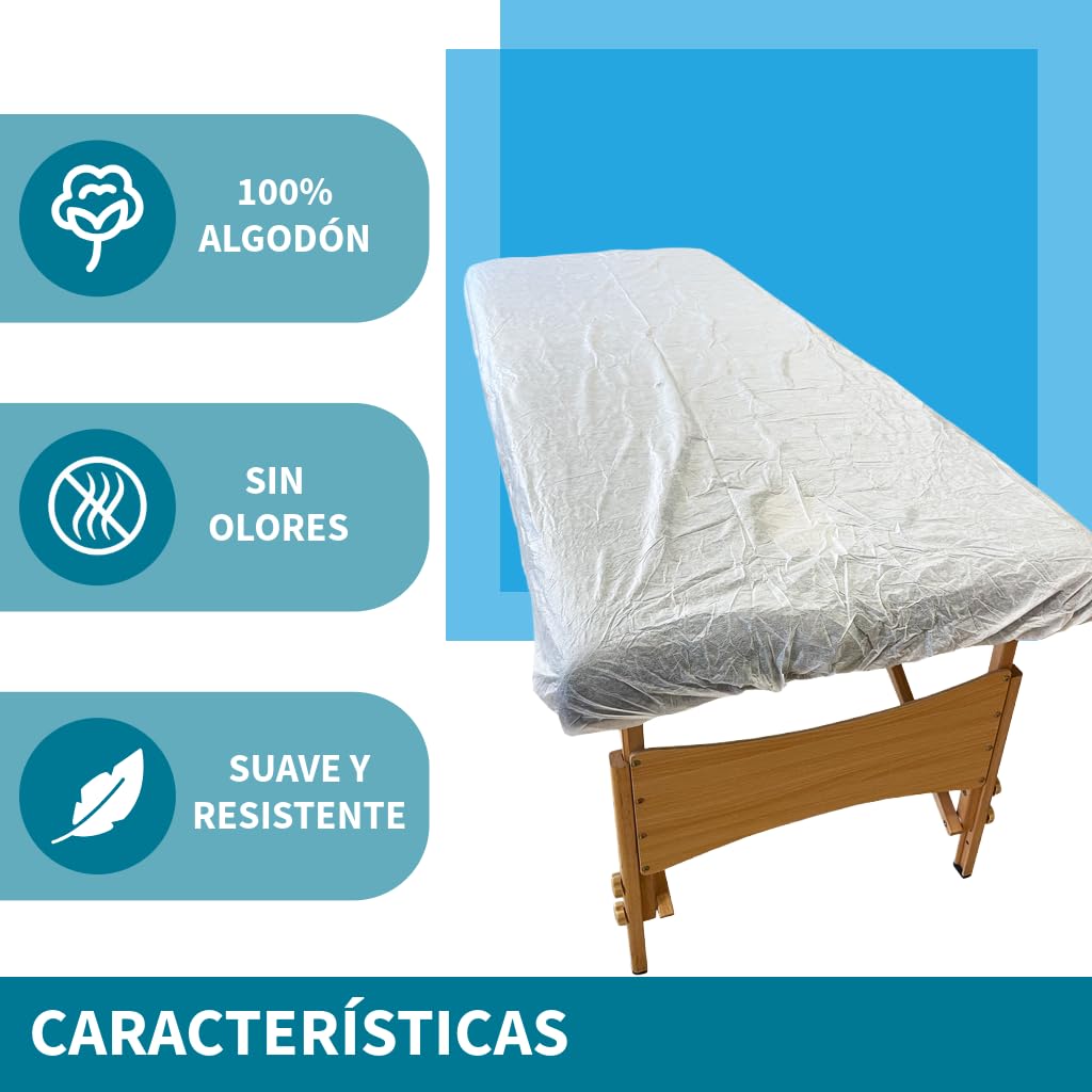 Sábana Desechable SMS Ajustable 95x220 cm | Pack de sábanas desechables para camilla (10 unidades)