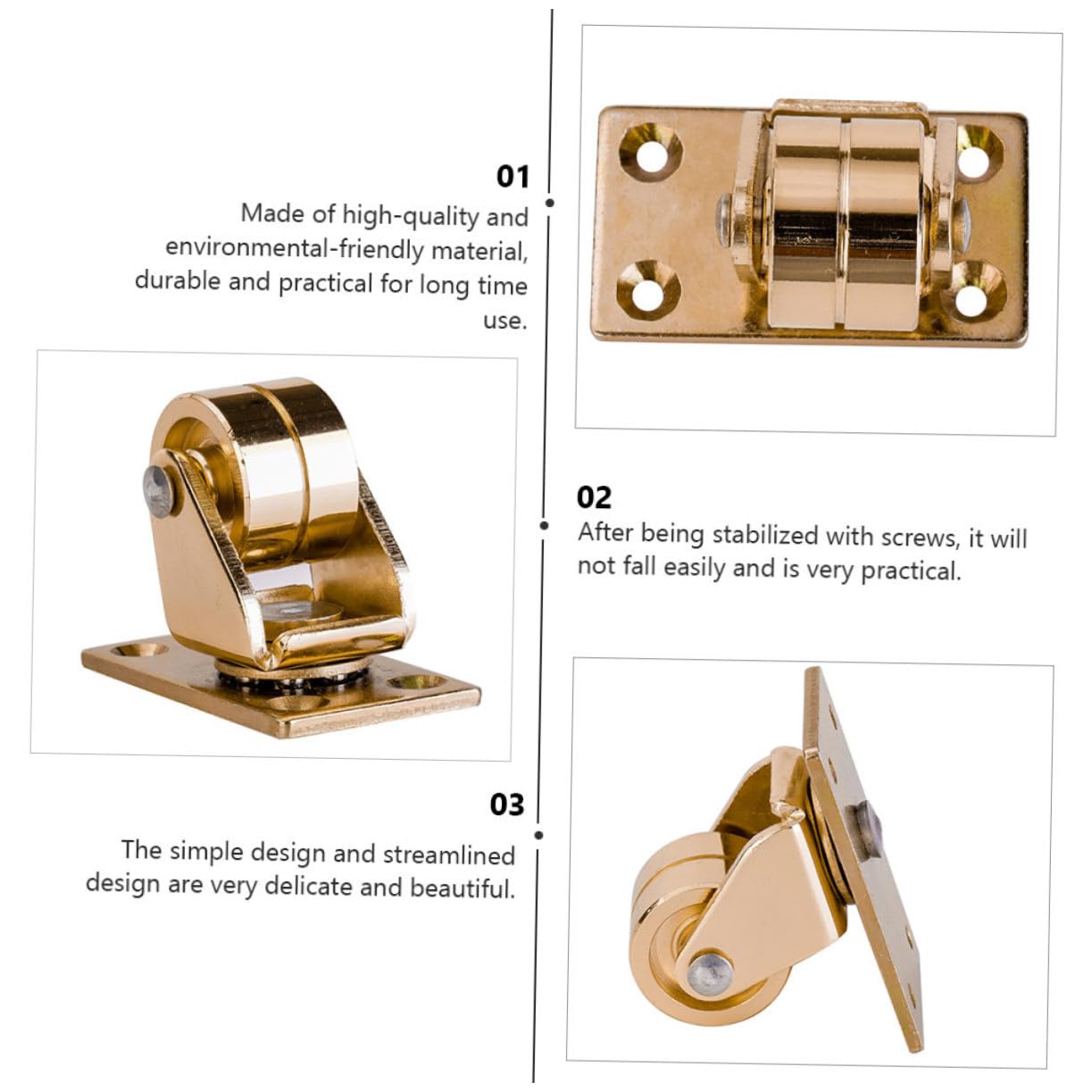 Vaguelly Accessorio Per Pianoforte Verticale 4 Ruote in Ottone Resistente E Pratico Per Movimento Facile Del Piano Con Design Semplice E Stile Retrò Naturale