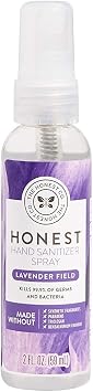 The Honest Company Plant-Based Hand Sanitizer Spray | Kills 99.9% of Germs | Hypoallergenic, Quick-Drying + Moisturizing | Lavender Field, 2 fl oz