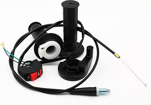 Empuñaduras de mango de acelerador giratorio (0.86 pulgadas), abrazadera de acelerador, interruptor de llama y cable para ATV Mini Bike Pit Bike