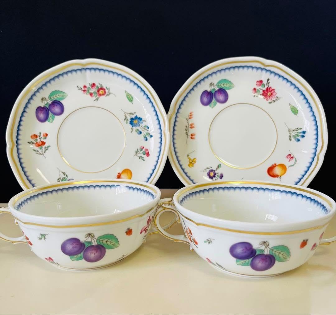 スープカップ・スープ皿 2種セット リチャードジノリ イタリアンフルーツ リチャードジノリ イタリアンフルーツ スープカップ ダブルハンドル