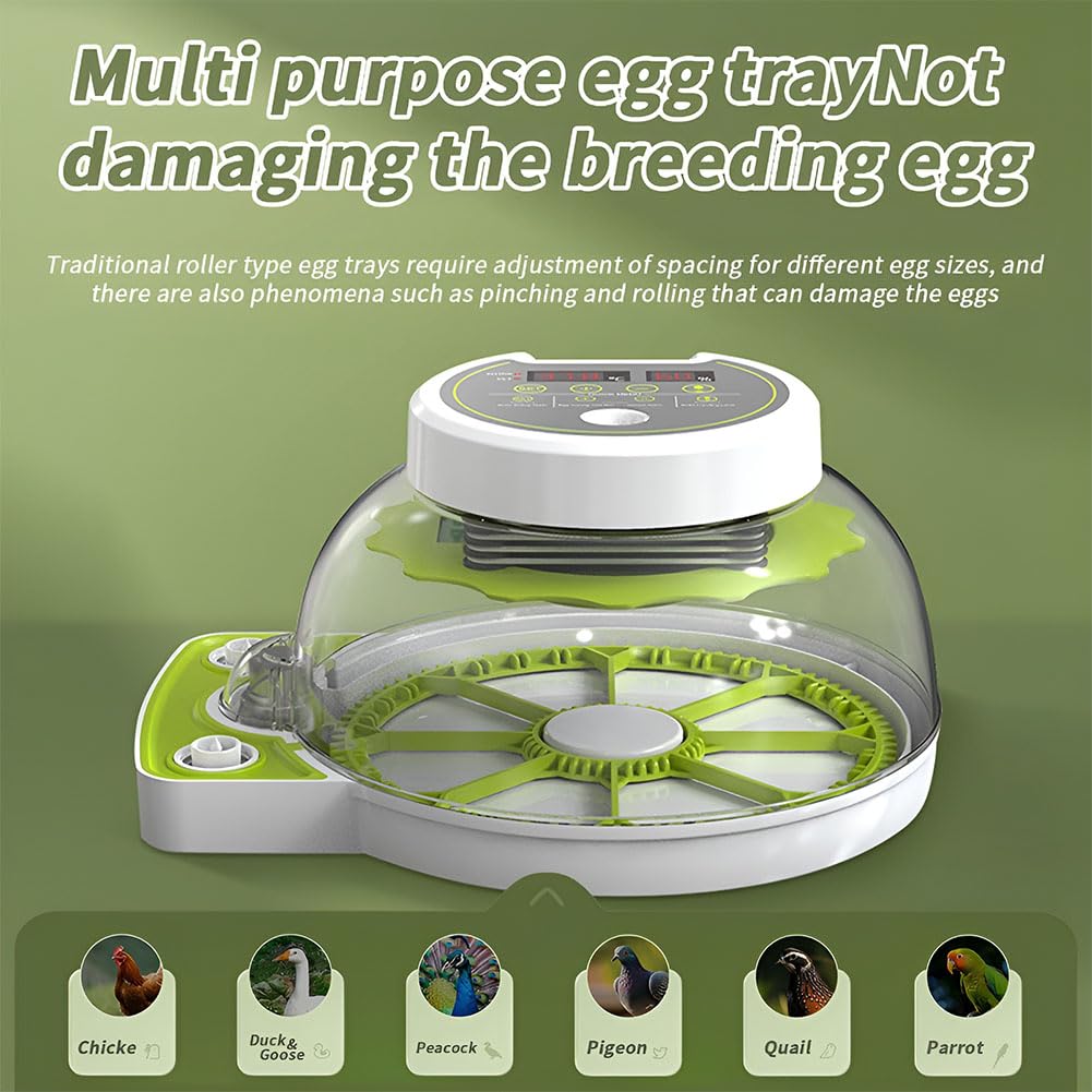 Incubadora automática de huevos con control de humedad, ventana transparente, giro automático para incubar huevos de pollo, pato, codorniz, paloma, capacidad para 18 huevos