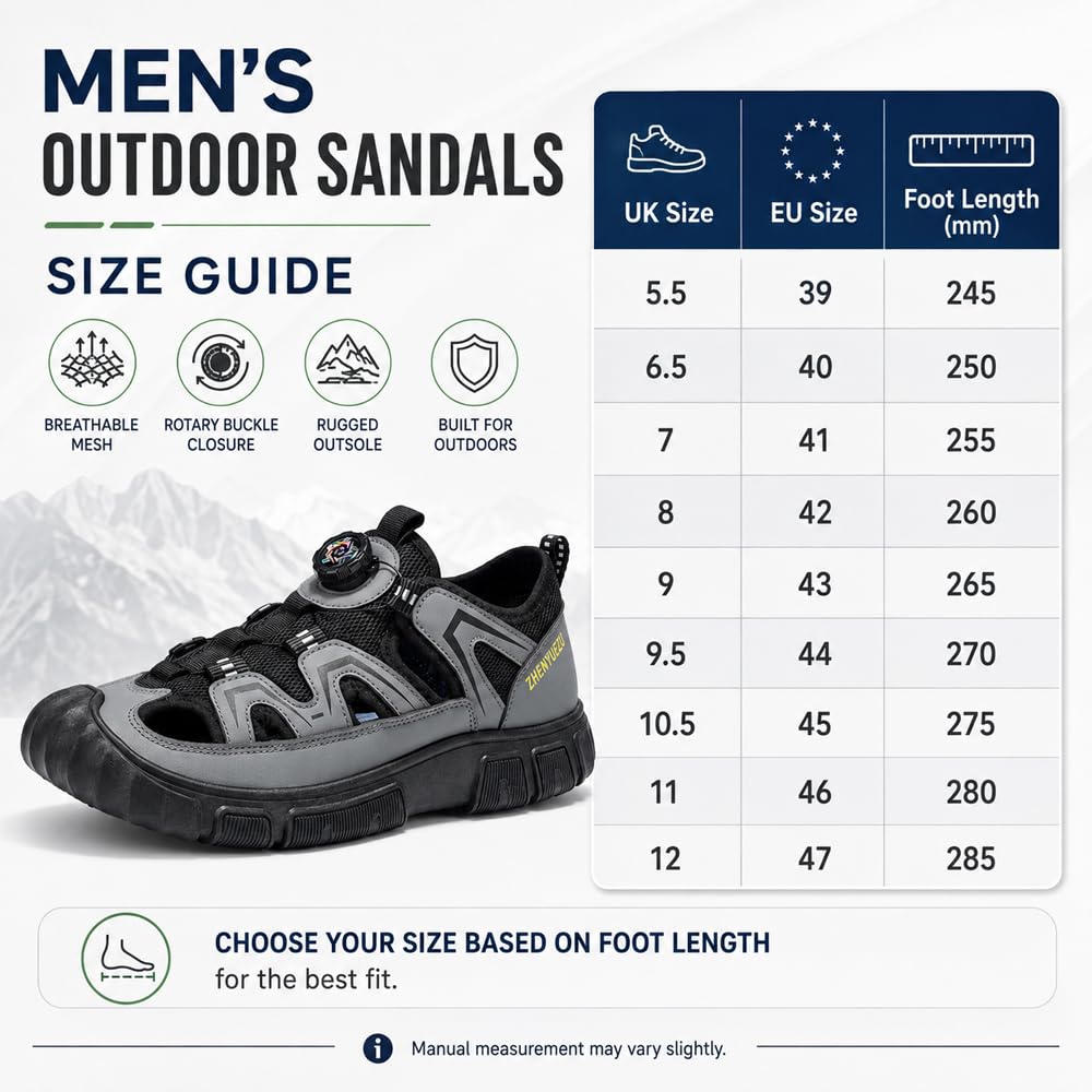 Hixingo Sandali Uomo Estivi Trekking,Casual Sandali Sportivi Outdoor con Lacci Girevoli Antiscivolo Leggeri Scarpe da Trekking Traspiranti per L'Estate
