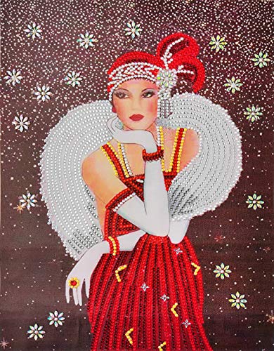 Kit de peinture diamant 5D à faire soi-même pour adultes, forme spéciale diamant à broder au point de croix avec strass en cristal, décoration murale, peinture de femme noble, 40 x 29 cm (B) Cover