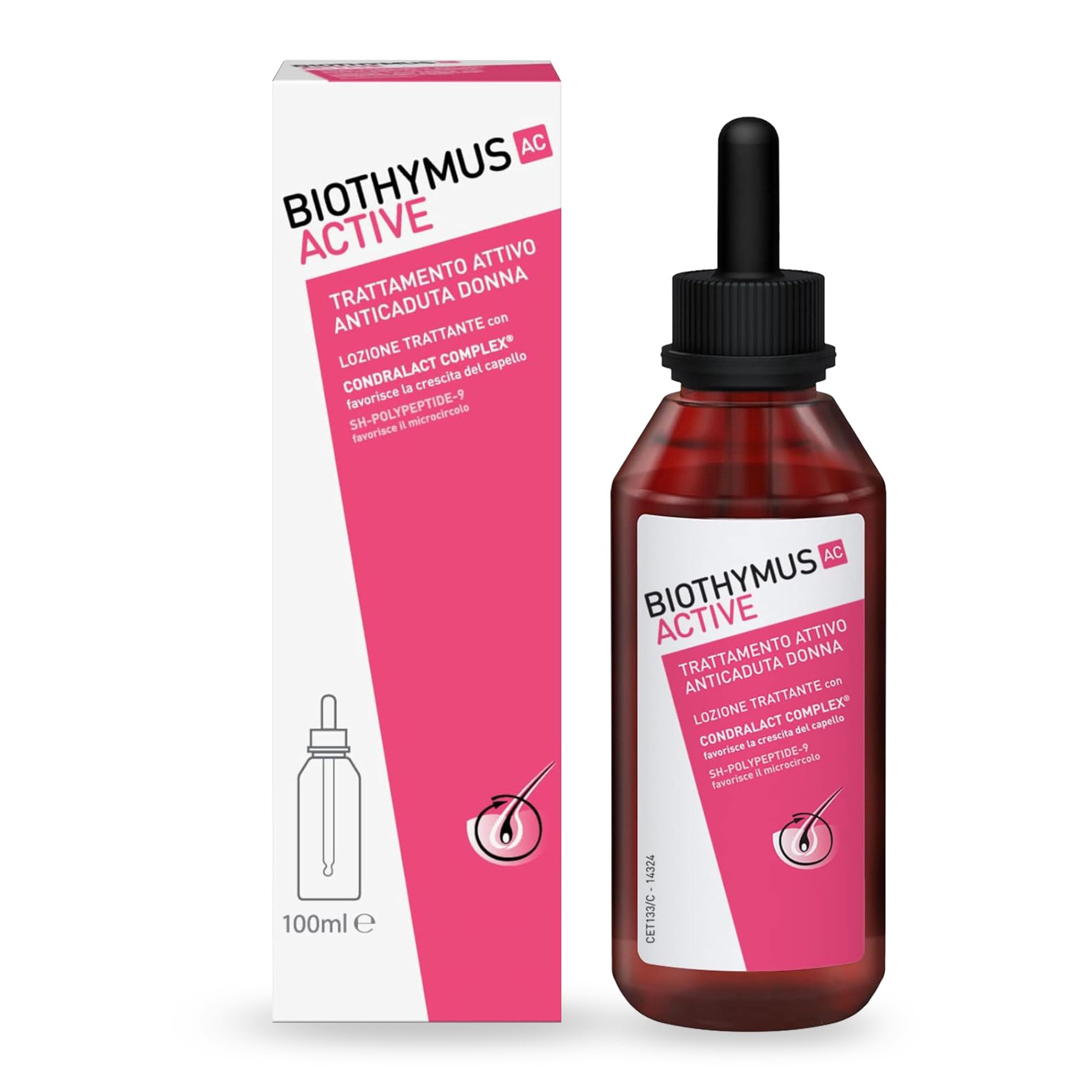 Biothymus Active Donna, Lozione Anticaduta Capelli Donna, Trattamento Attivo, per Capelli Fragili, Confezione da 100 ml