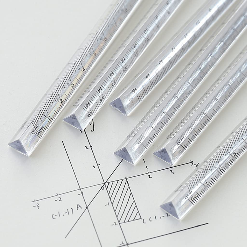 Transparent Triangular Ruler,Clear Acrylic Straight Ruler Three-Sided Ruler Measuring Tool Lightweight for Office School - Image 8